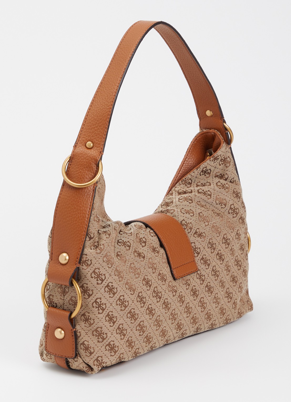 GUESS Camden schoudertas met logoprint - achterkant 4 beige