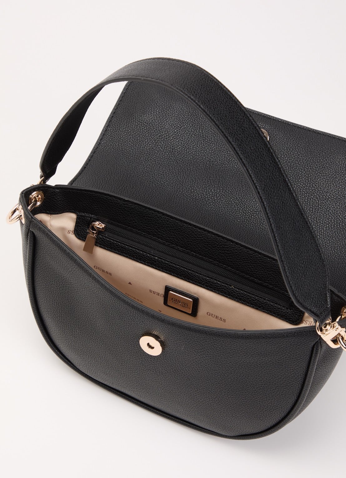 GUESS Camelia schoudertas met afneembare schouderriem en logo - detail zwart