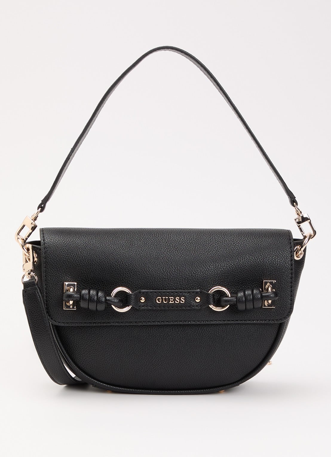 GUESS Camelia schoudertas met afneembare schouderriem en logo - voorkant 4 zwart