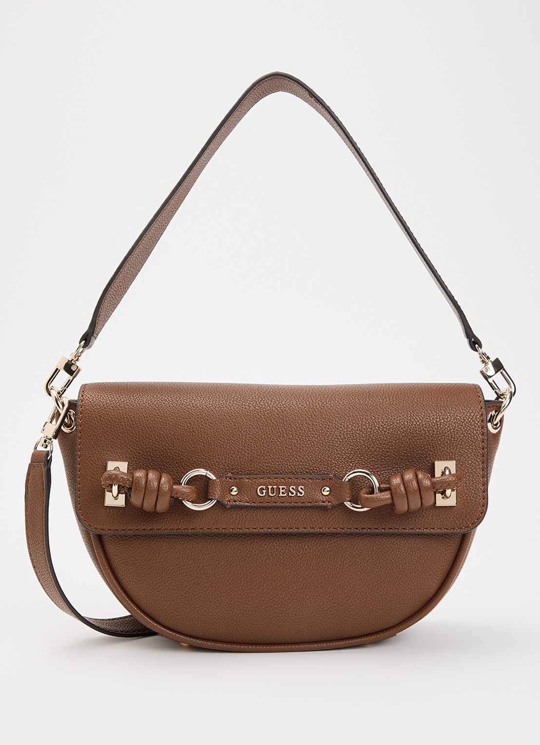 GUESS Camelia schoudertas met afneembare schouderriem en logo - voorkant 5 cognac