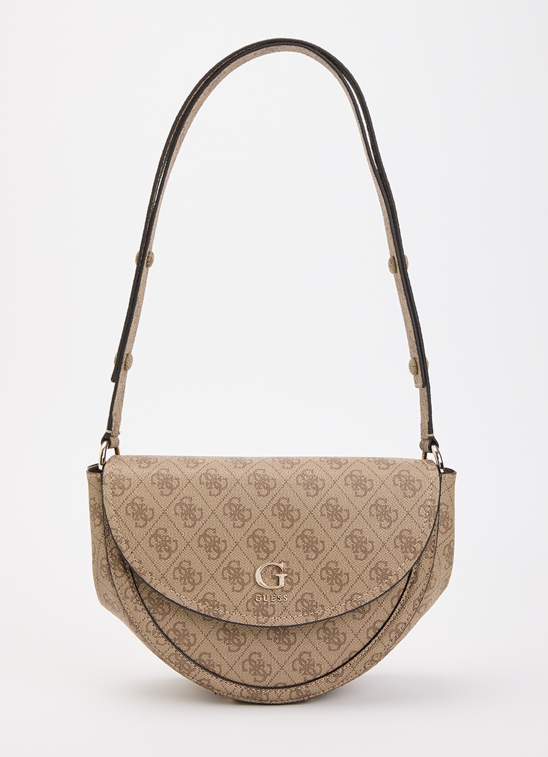 GUESS Coleen crossbodytas met logoprint - voorkant 2 gebroken wit