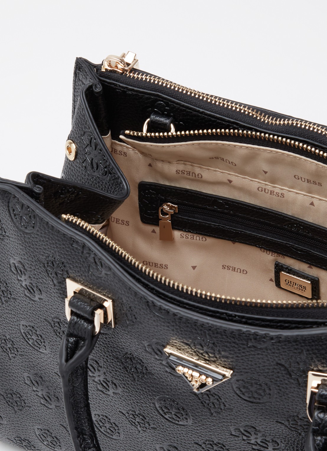 GUESS Cresidia handtas met logo en afneembare schouderriem - detail 4 zwart
