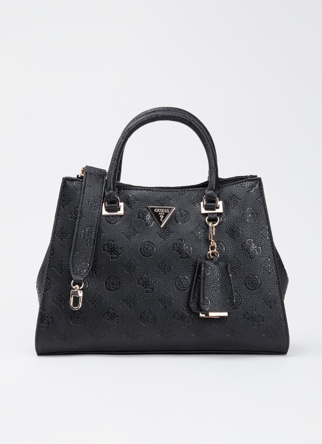 GUESS Cresidia handtas met logo en afneembare schouderriem - voorkant zwart