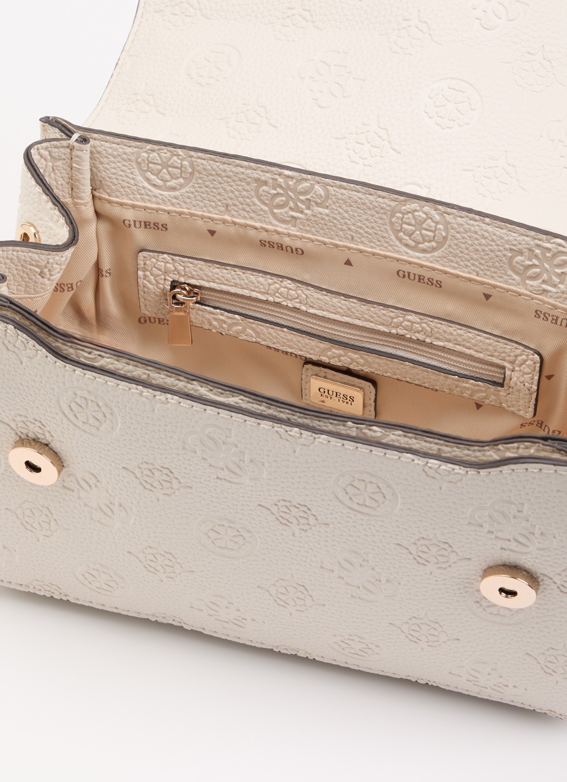 GUESS Cresidia II schoudertas met logoprint - detail 2 gebroken wit
