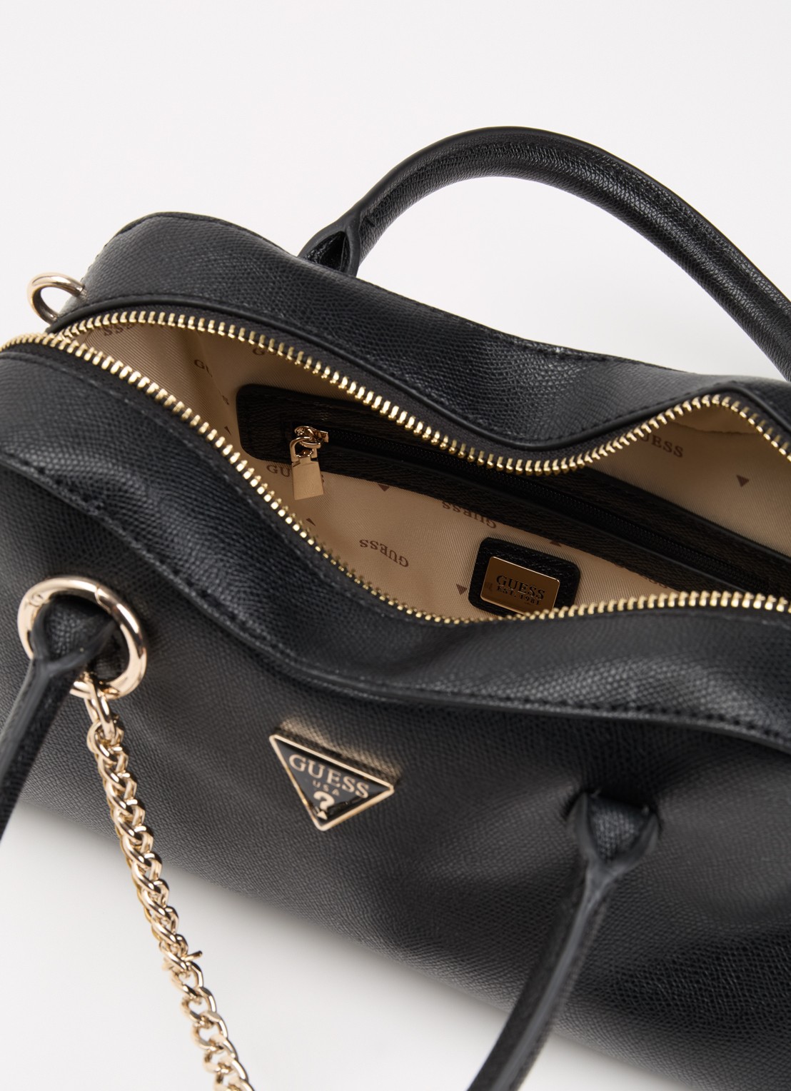 GUESS Davina Charms handtas met afneembare schouderriem en tasbedel - detail 5 zwart