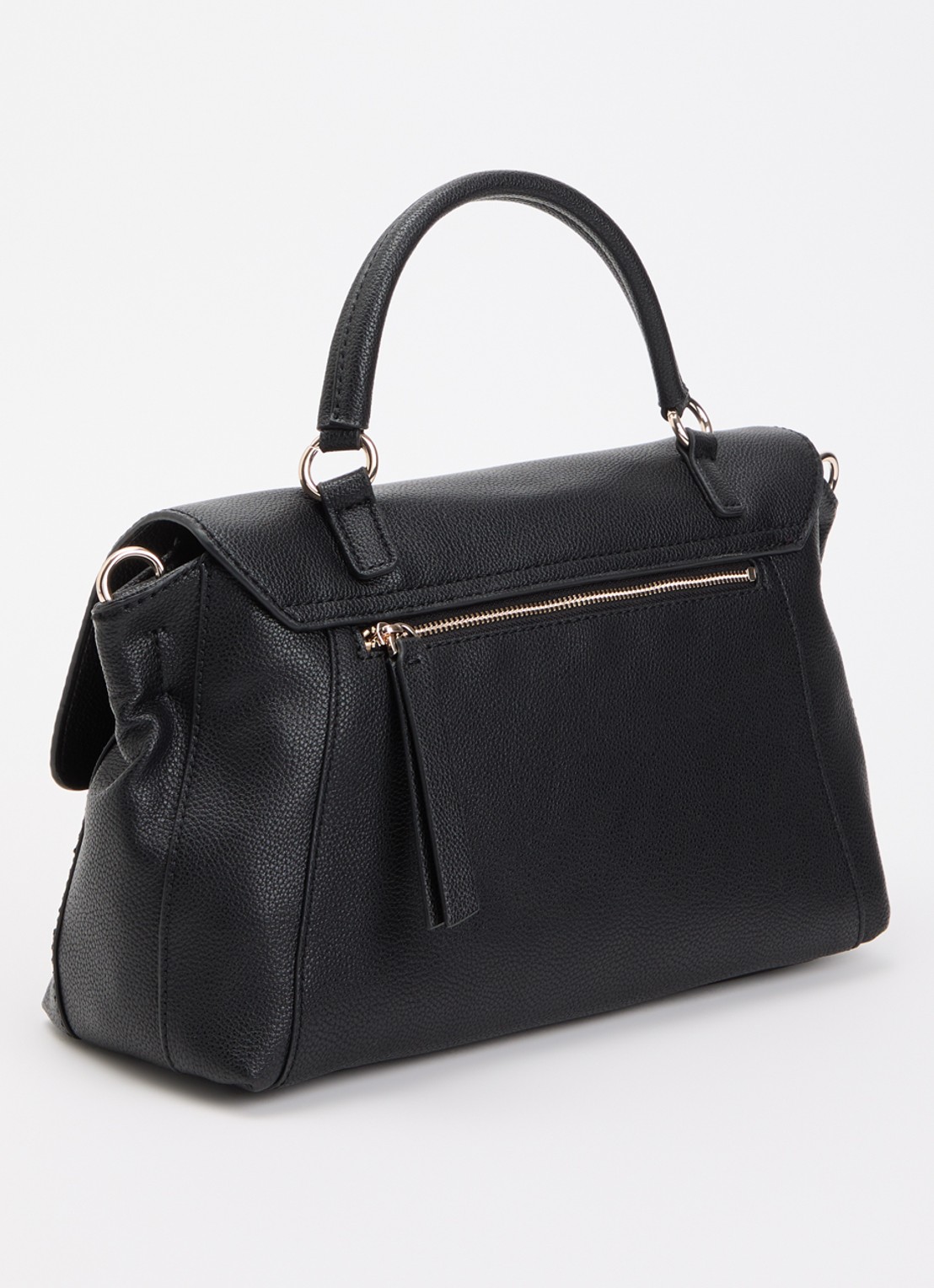 GUESS Devon handtas met logo en afneembare schouderriem - achterkant zwart