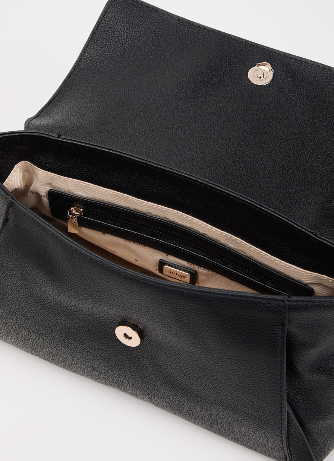 GUESS Devon handtas met logo en afneembare schouderriem - detail 2 zwart
