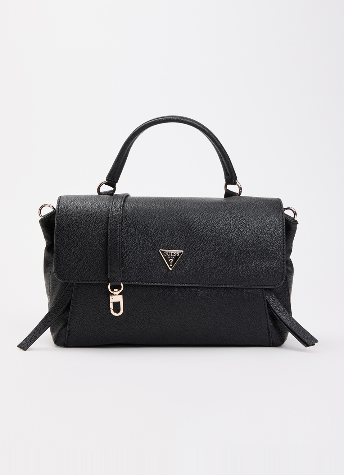 GUESS Devon handtas met logo en afneembare schouderriem - voorkant 5 zwart
