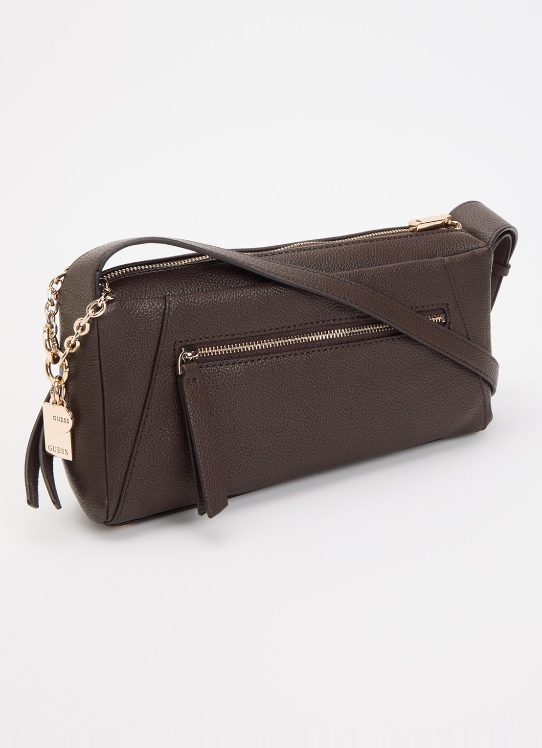 GUESS Devon Mini crossbodytas met verstelbare schouderriem - achterkant donkerbruin