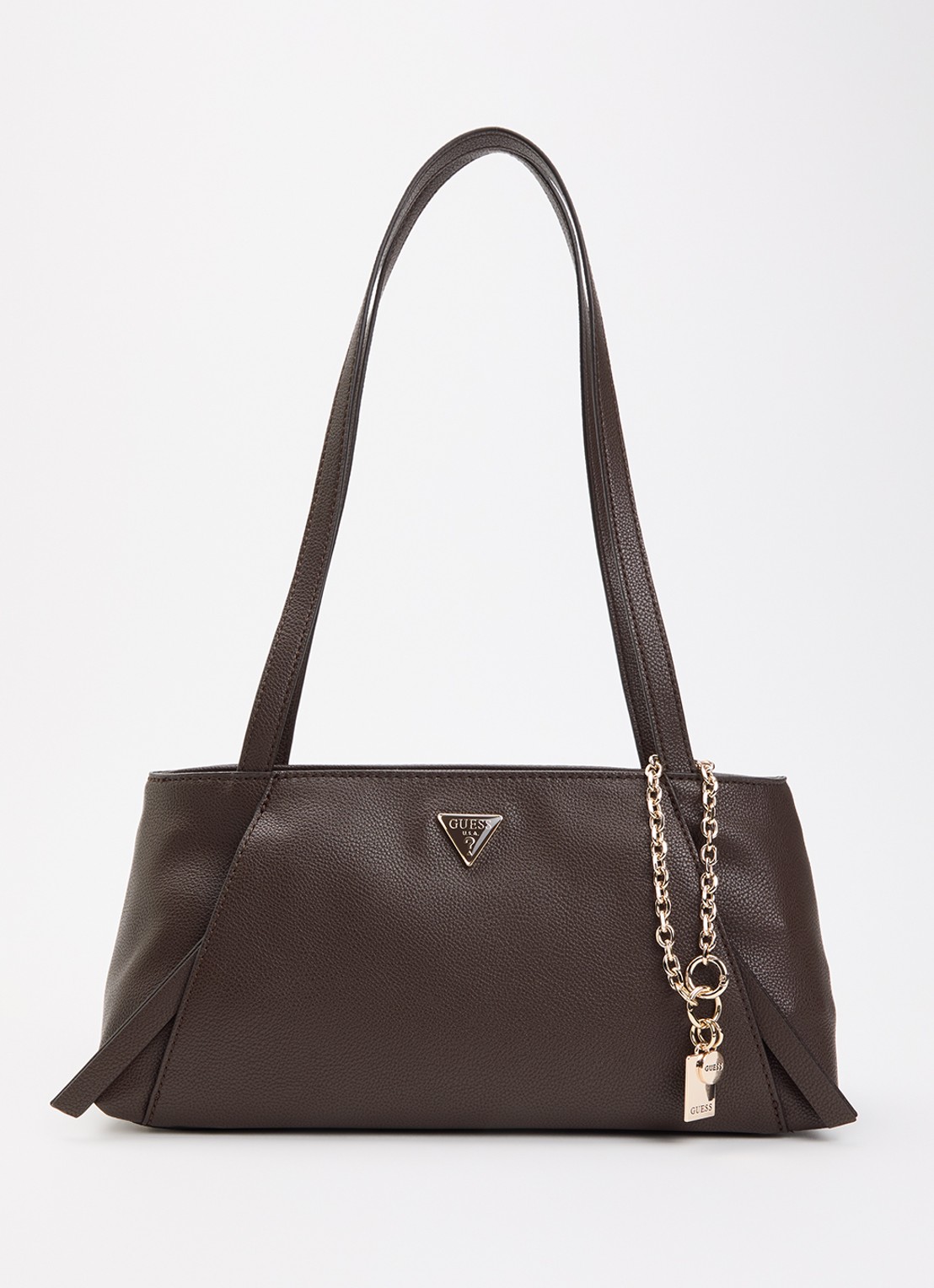 GUESS Devon schoudertas met logo  - voorkant 5 kastanjebruin