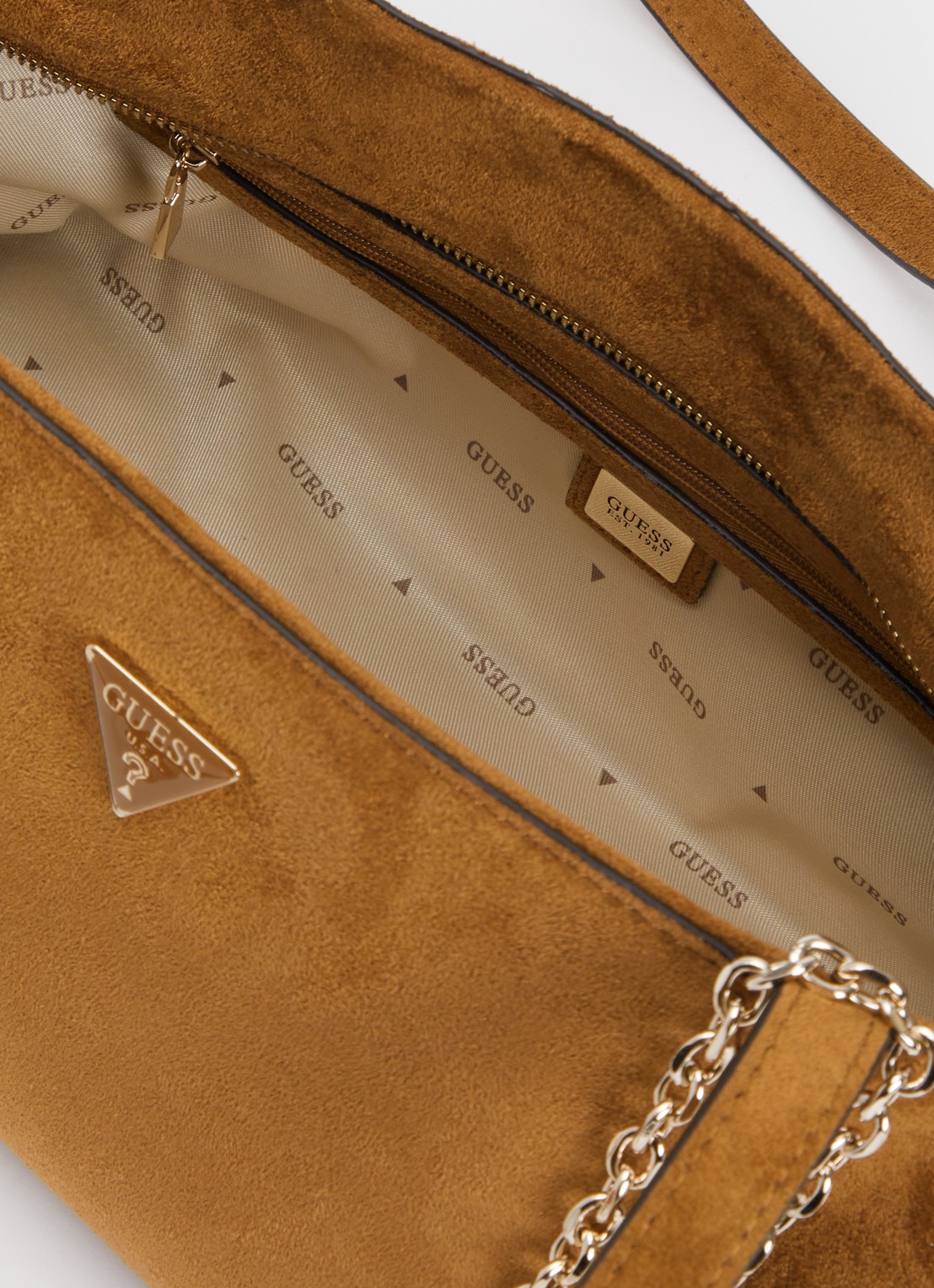 GUESS Devon schoudertas met logo - detail 3 lichtbruin