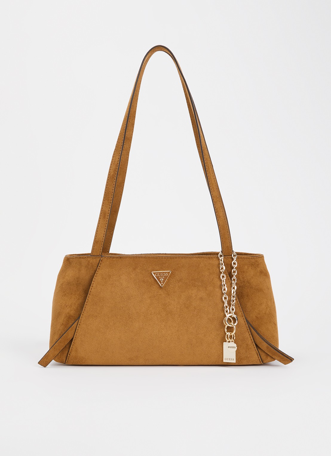 GUESS Devon schoudertas met logo - voorkant lichtbruin