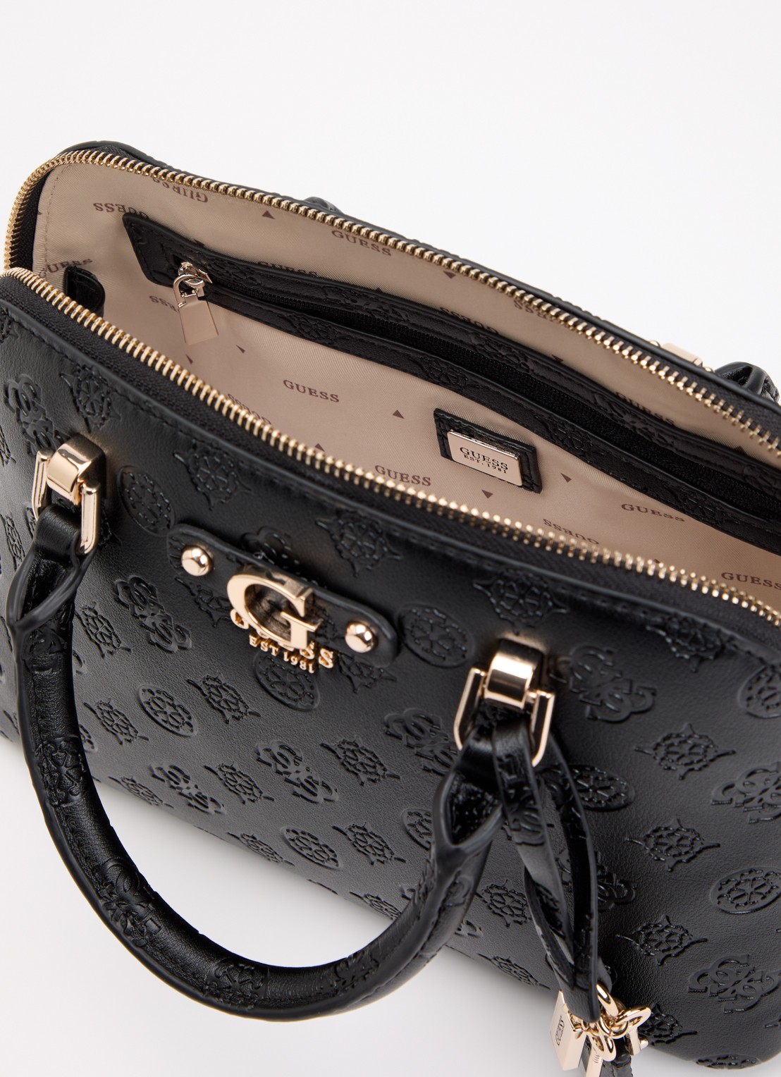 GUESS Dita Logo handtas met logo en afneembare schouderriem  - detail 2 zwart