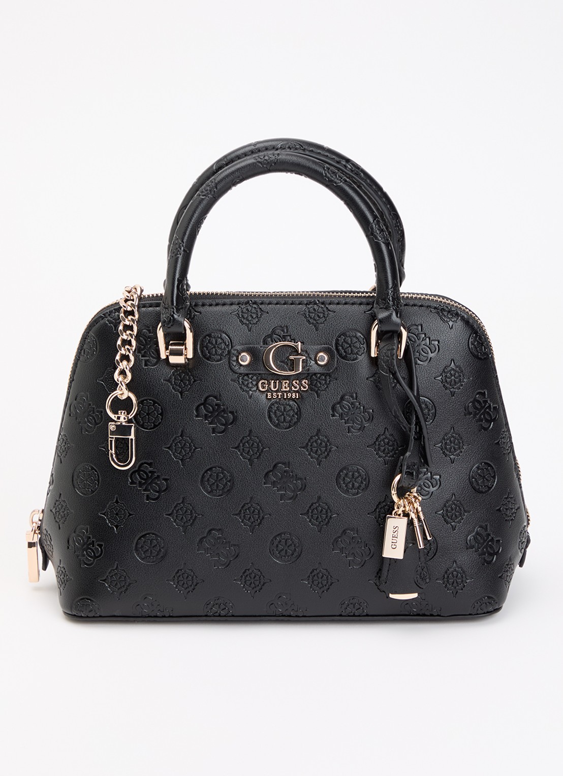 GUESS Dita Logo handtas met logo en afneembare schouderriem  - voorkant 5 zwart