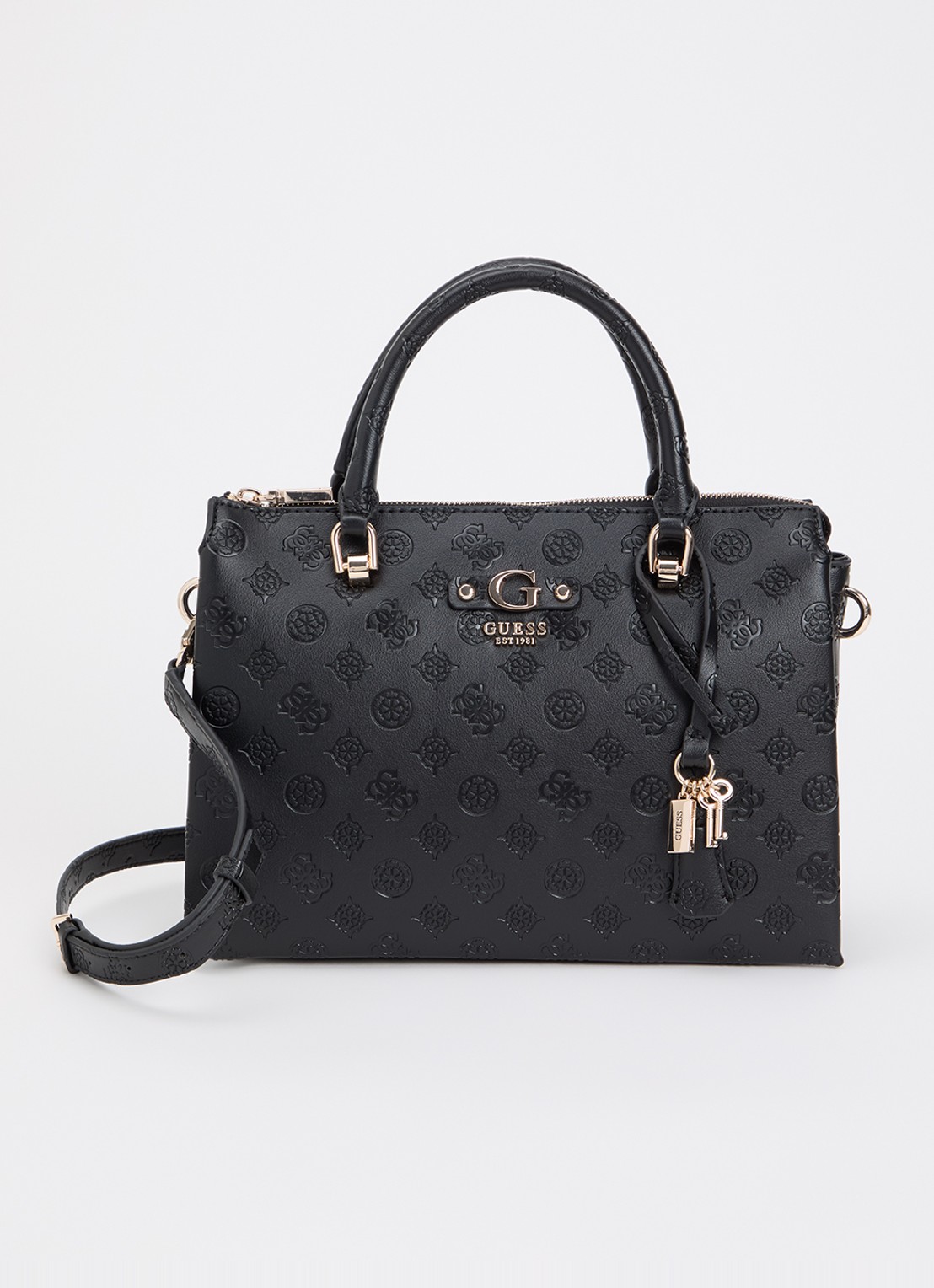 GUESS Dita Logo handtas met logoprint en afneembare schouderriem  - voorkant 2 zwart