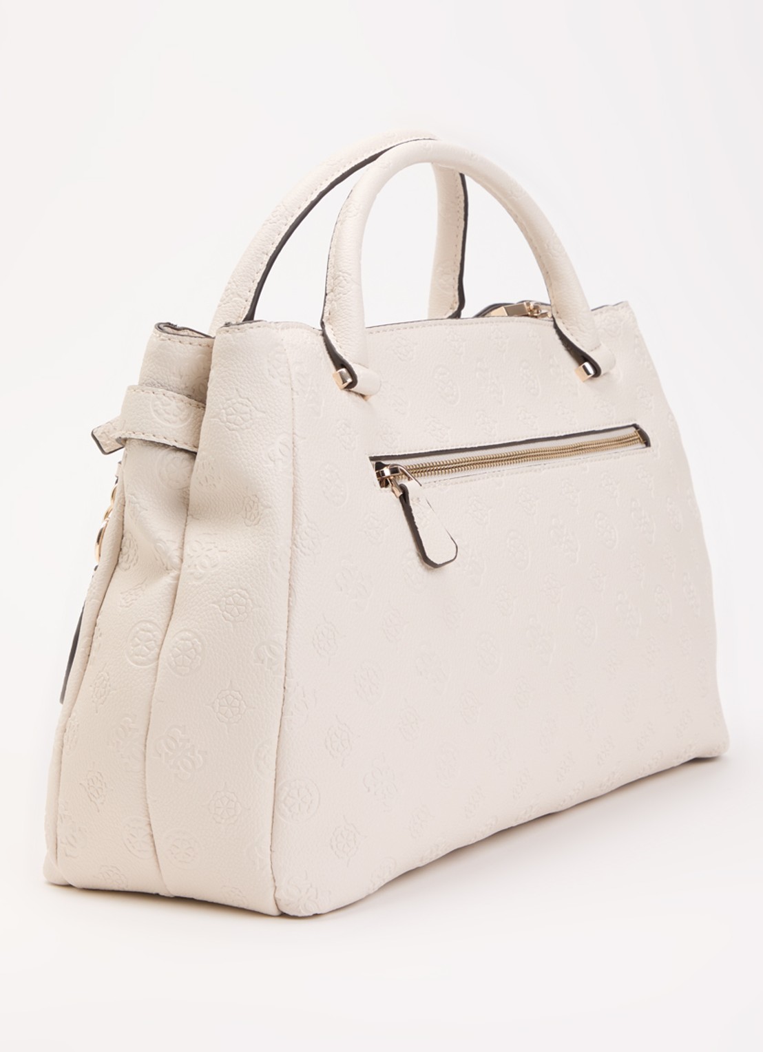 GUESS Ella handtas met logoprint en afneembare schouderriem - achterkant creme