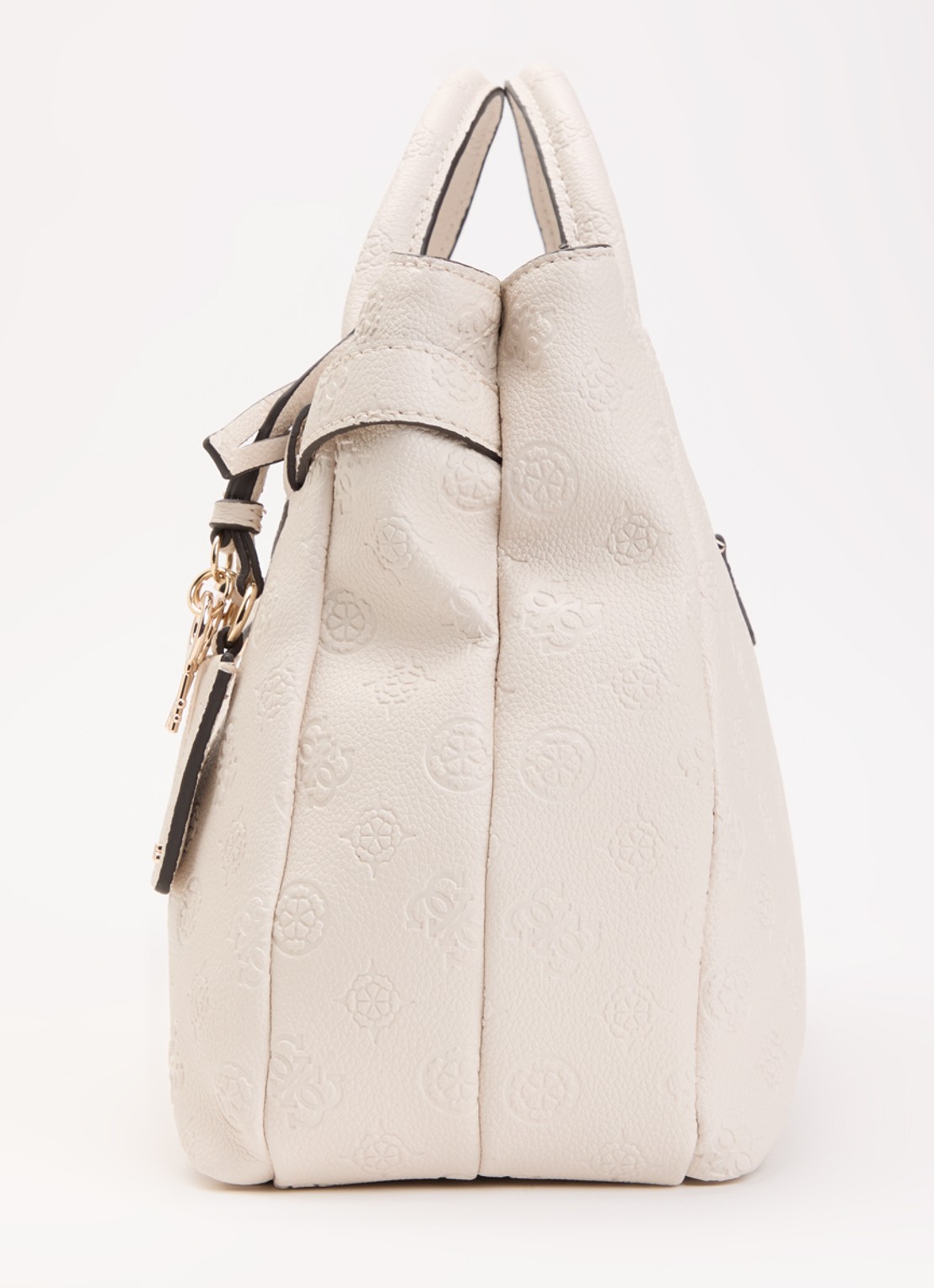 GUESS Ella handtas met logoprint en afneembare schouderriem - detail 4 creme