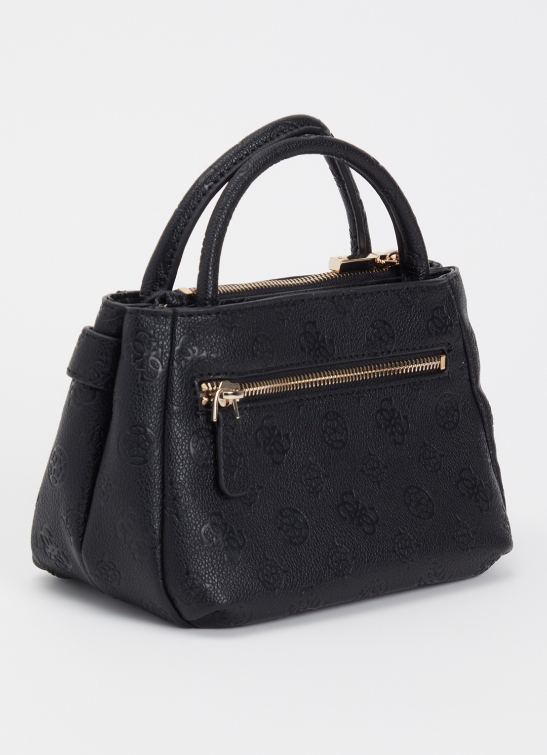 GUESS Ella handtas met logoprint en afneembare schouderriem - achterkant zwart