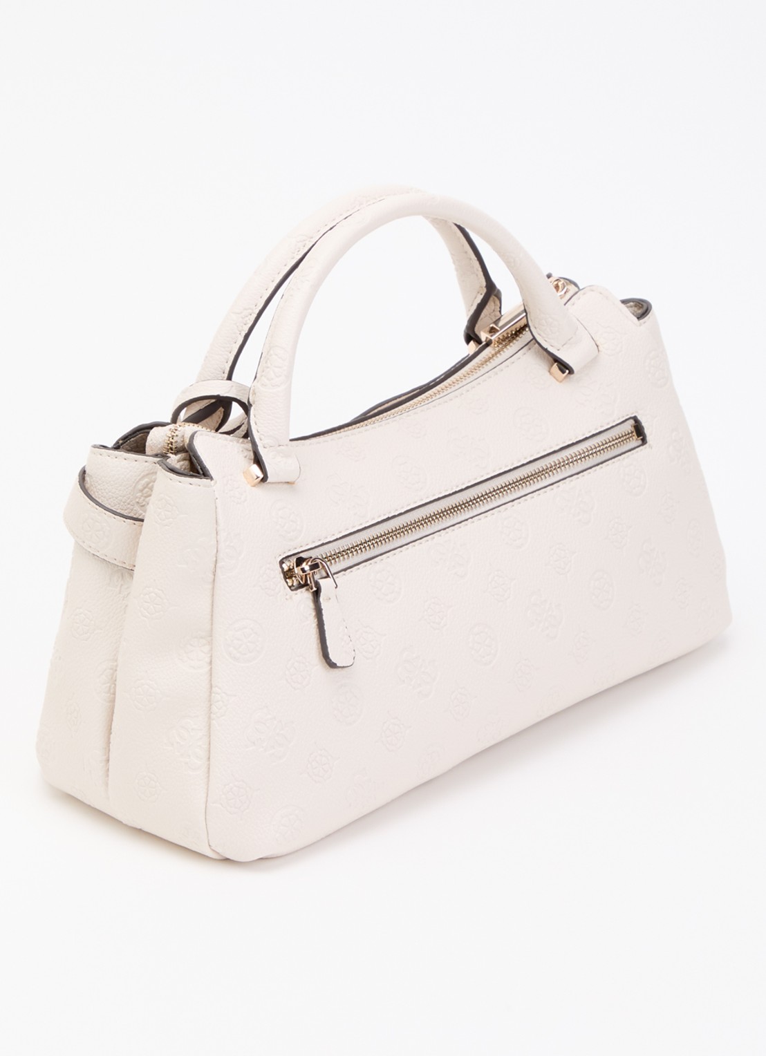 GUESS Ella handtas met logoprint en afneembare schouderriem - achterkant creme