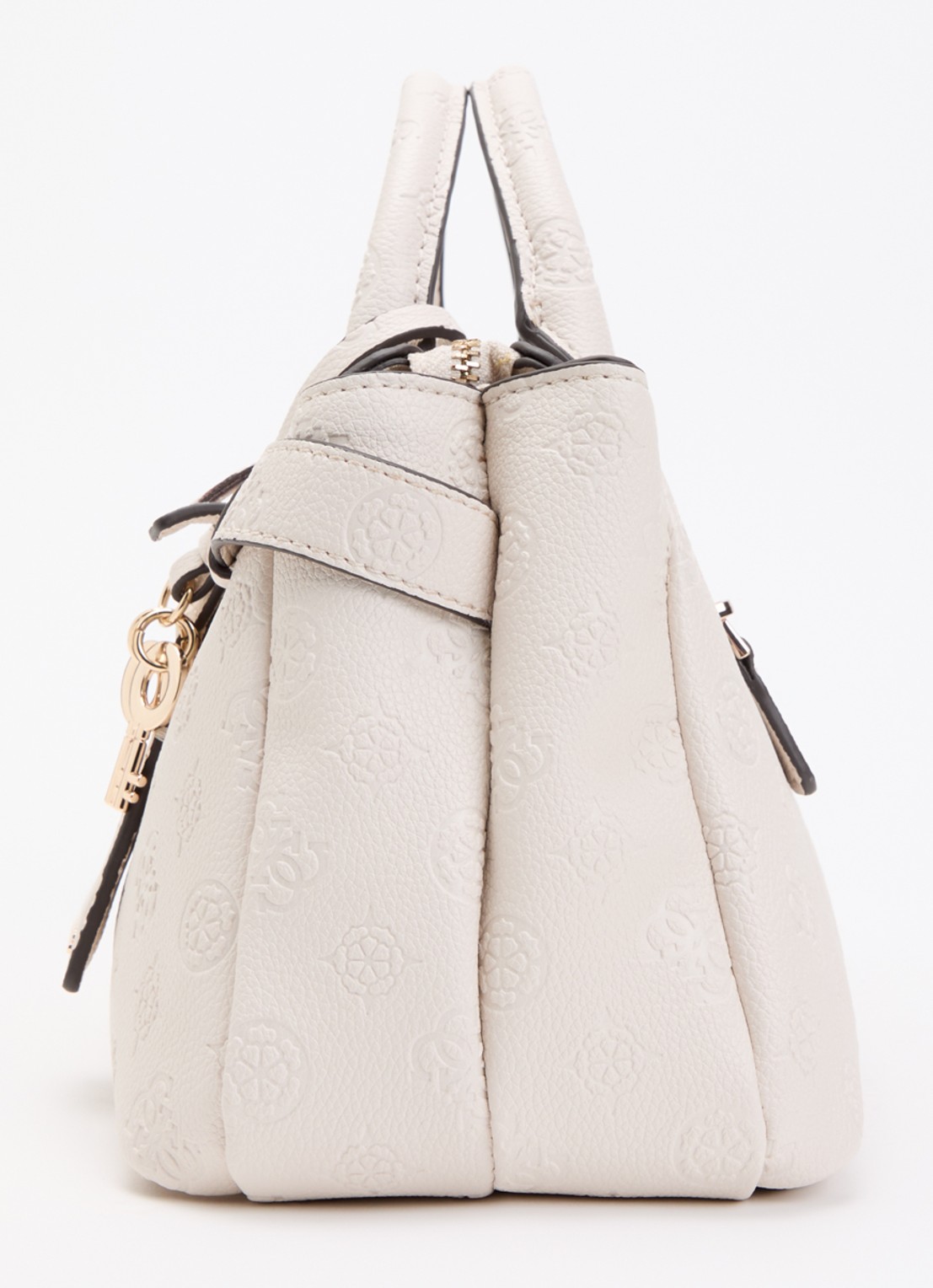 GUESS Ella handtas met logoprint en afneembare schouderriem - detail 4 creme