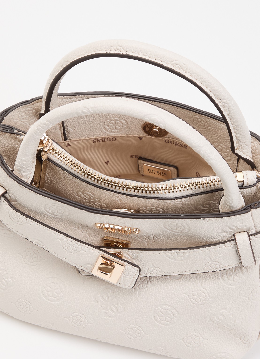GUESS Ella Mini handtas met logoprint - detail 3 wit