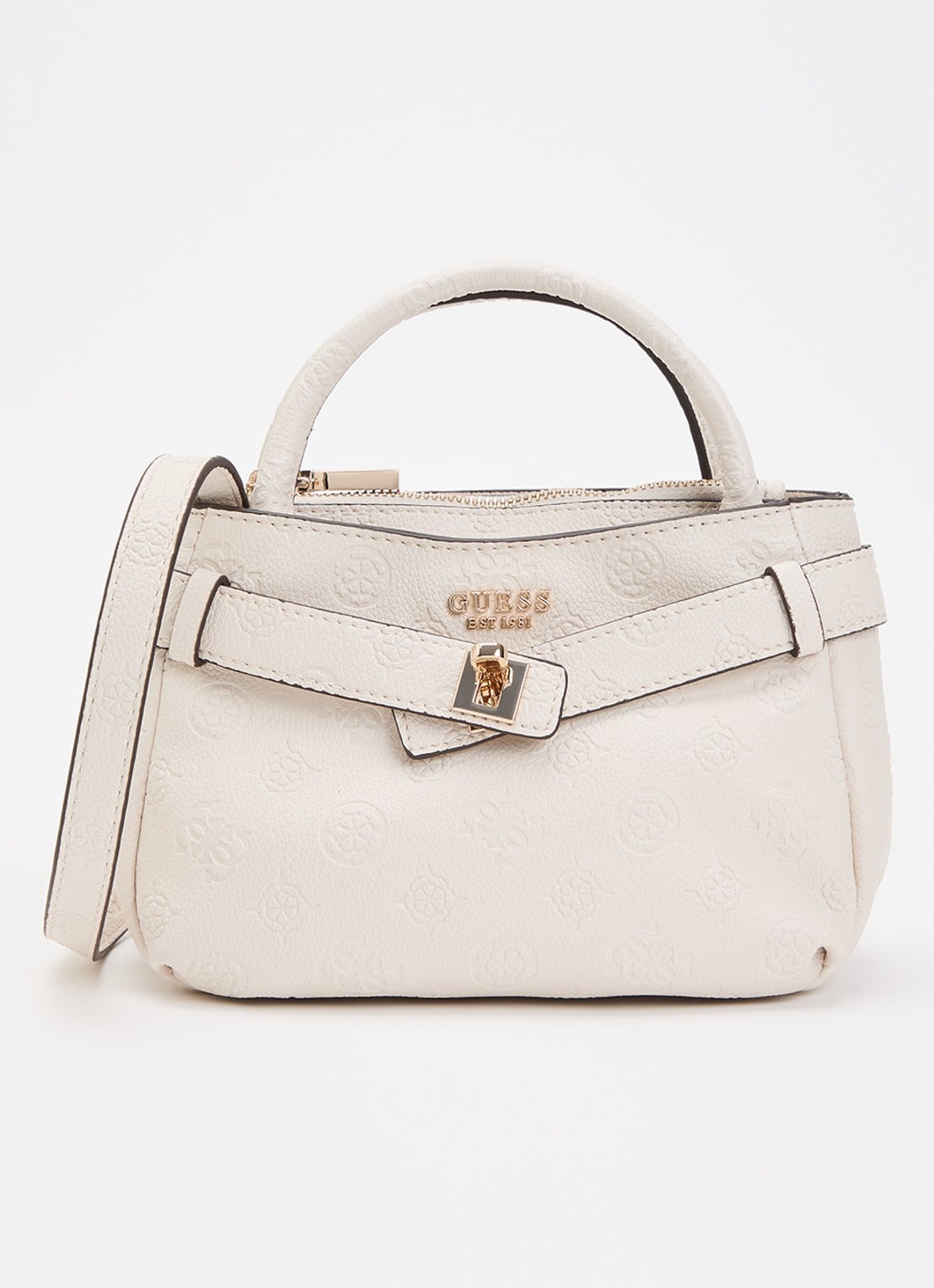 GUESS Ella Mini handtas met logoprint - voorkant wit