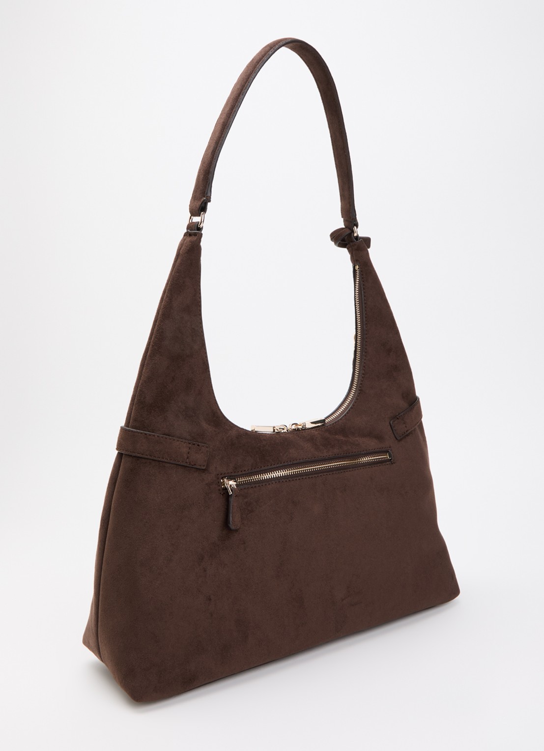 GUESS Ella schoudertas met logo en tasbedel - achterkant 5 donkerbruin