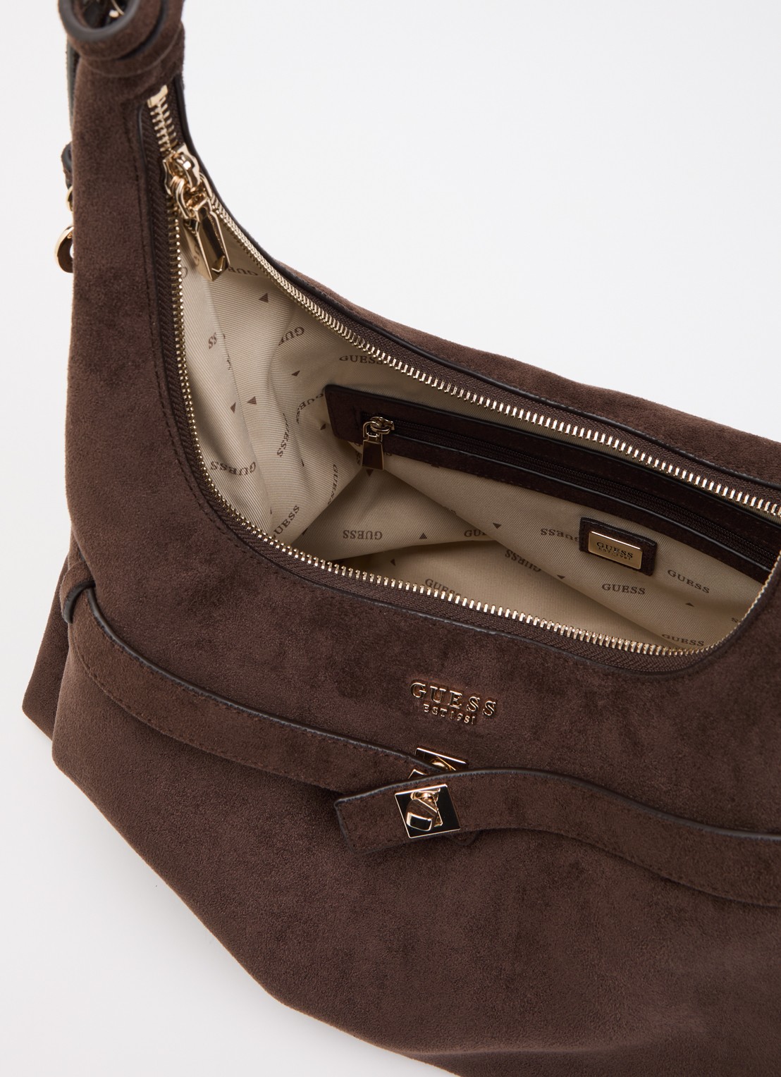 GUESS Ella schoudertas met logo en tasbedel - detail 2 donkerbruin