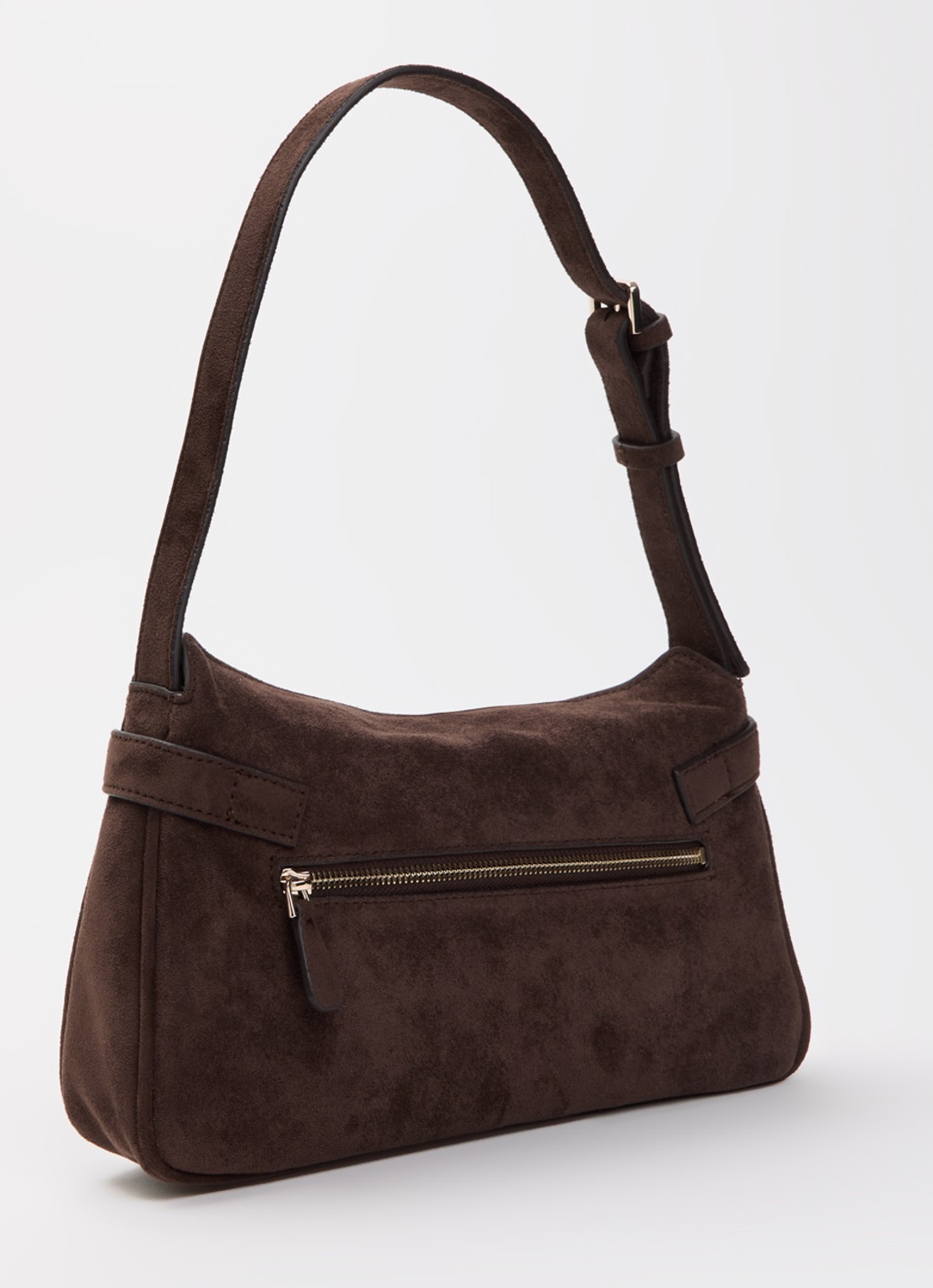 GUESS Ella schoudertas met logo en verstelbare schouderriem - achterkant 5 donkerbruin