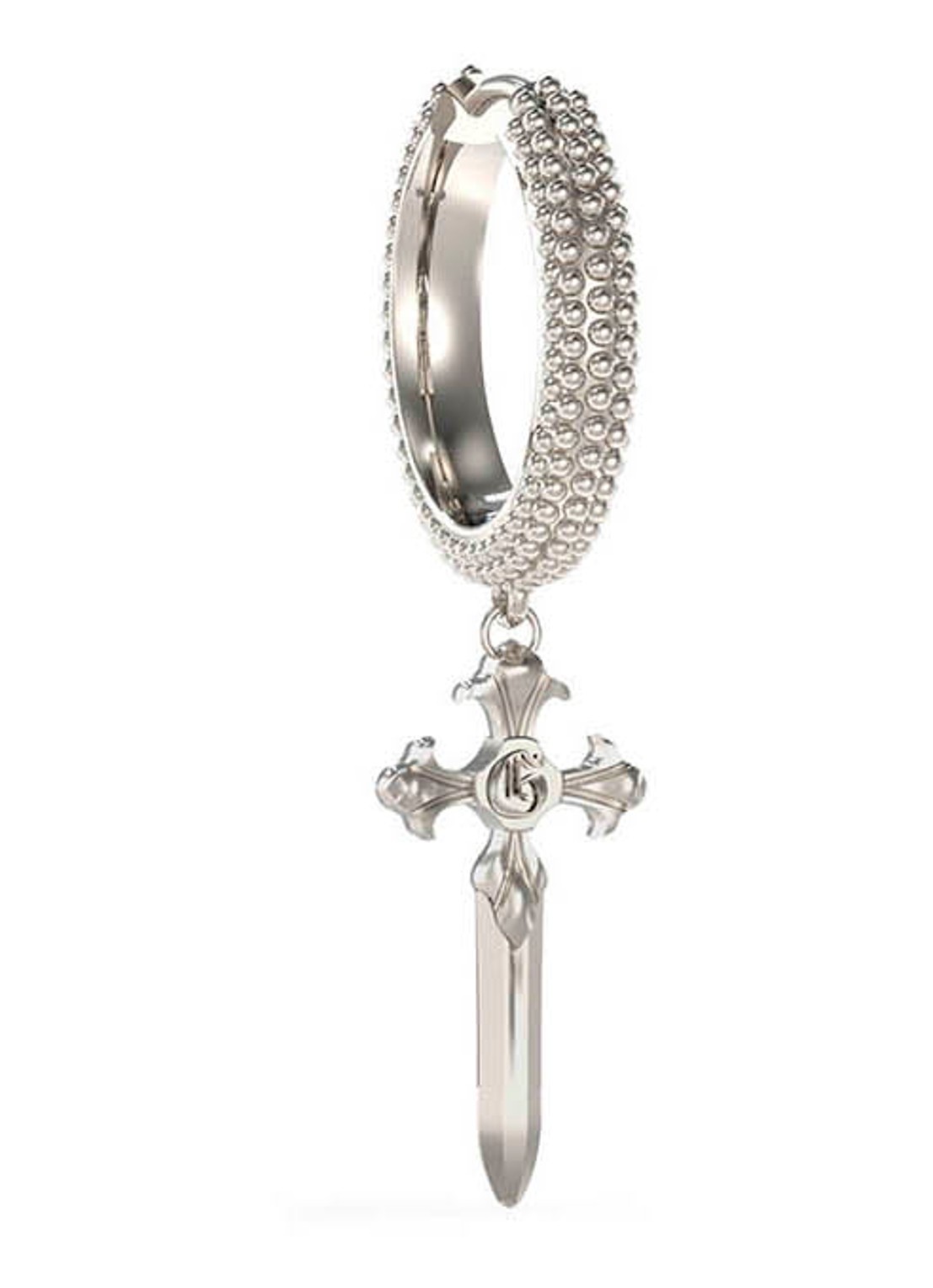 GUESS Enkele oorring met hanger JUME04025JWSTT-U - voorkant zilver