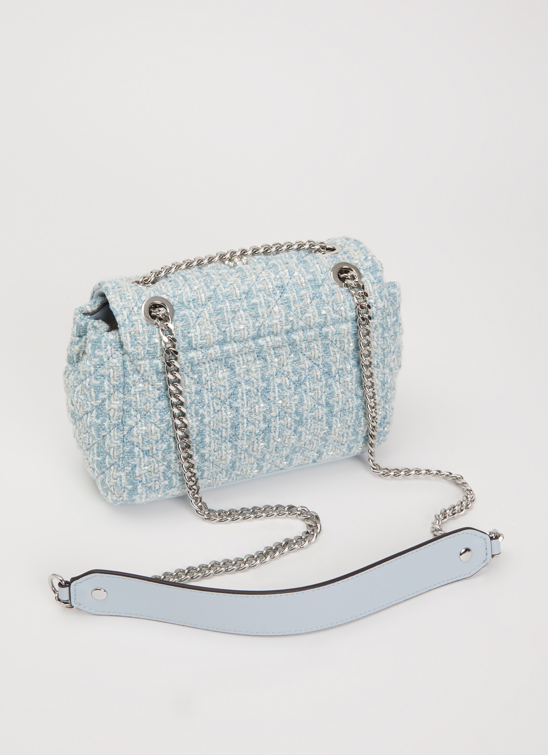 GUESS Everlee schoudertas met tweed-look - achterkant 4 blauw