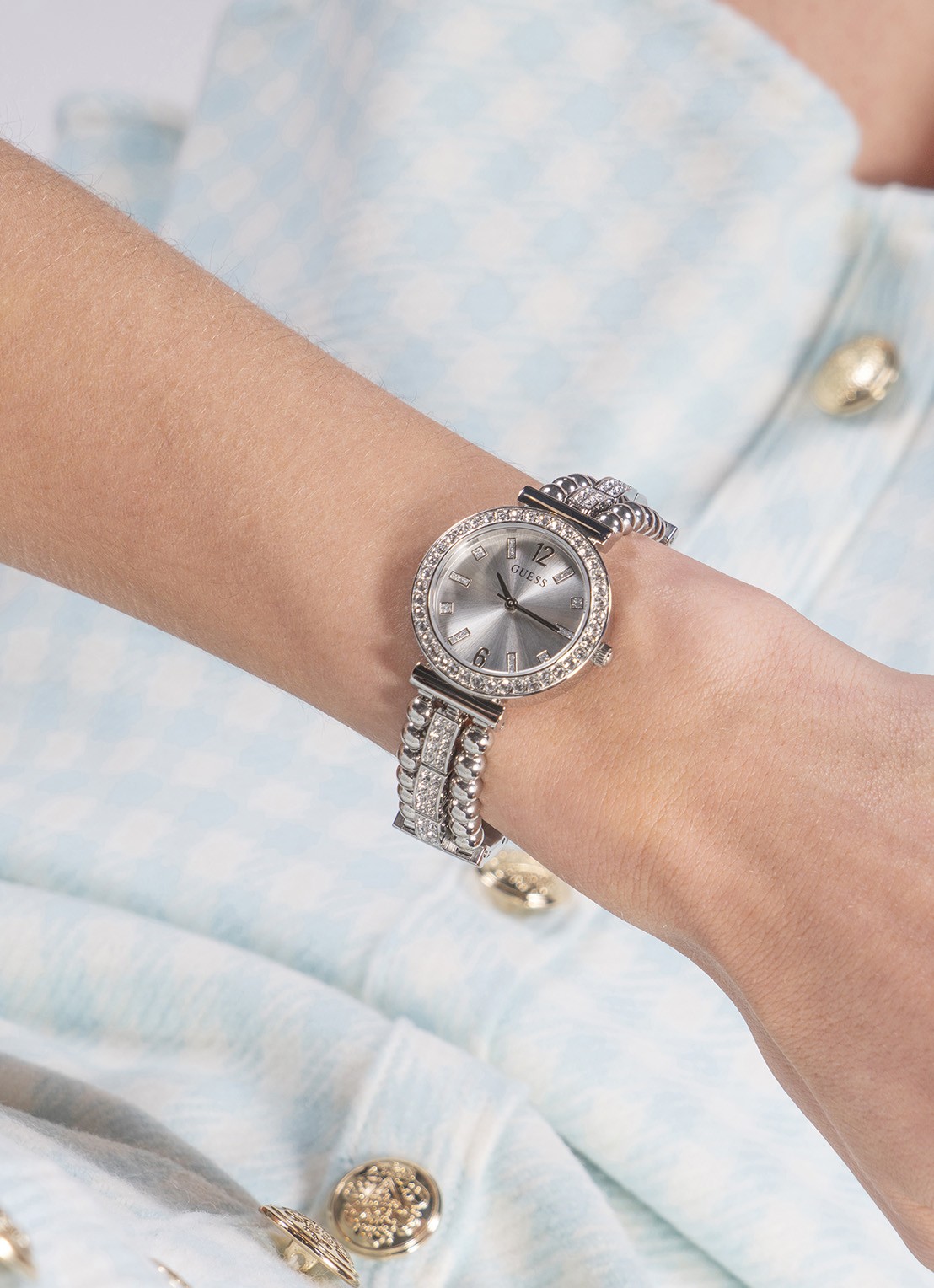 GUESS Gala horloge GW0401L1 - detail zilver