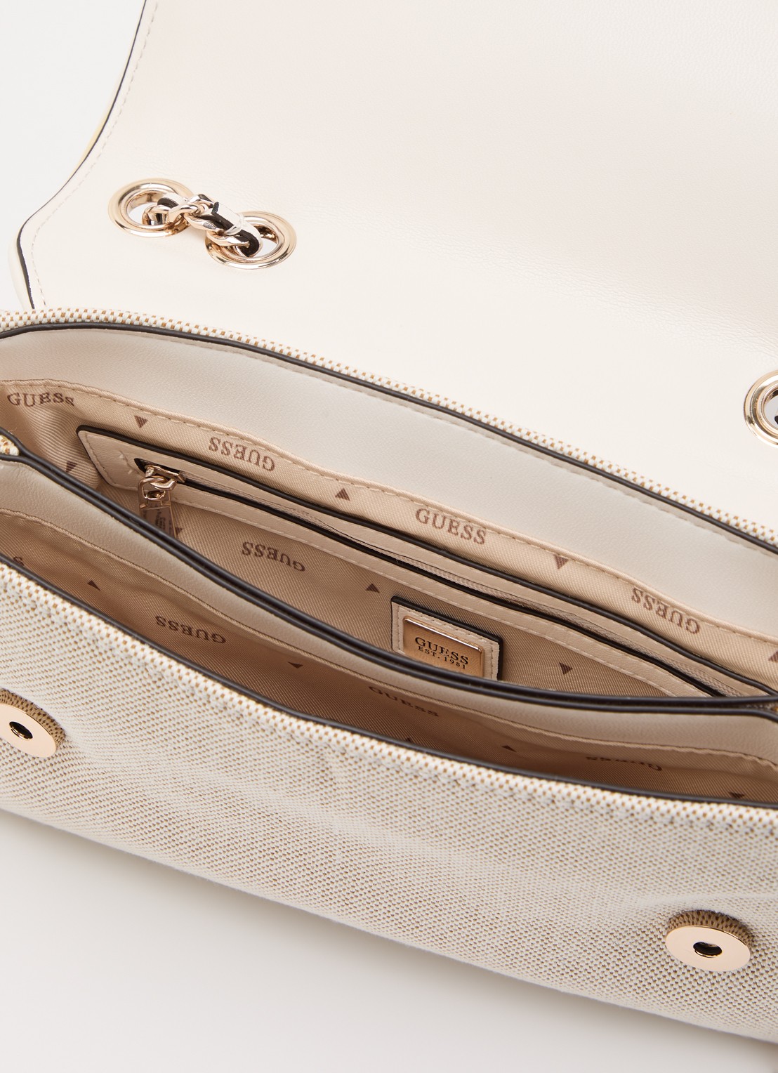 GUESS Giully II crossbodytas met pailletten - detail 3 beige