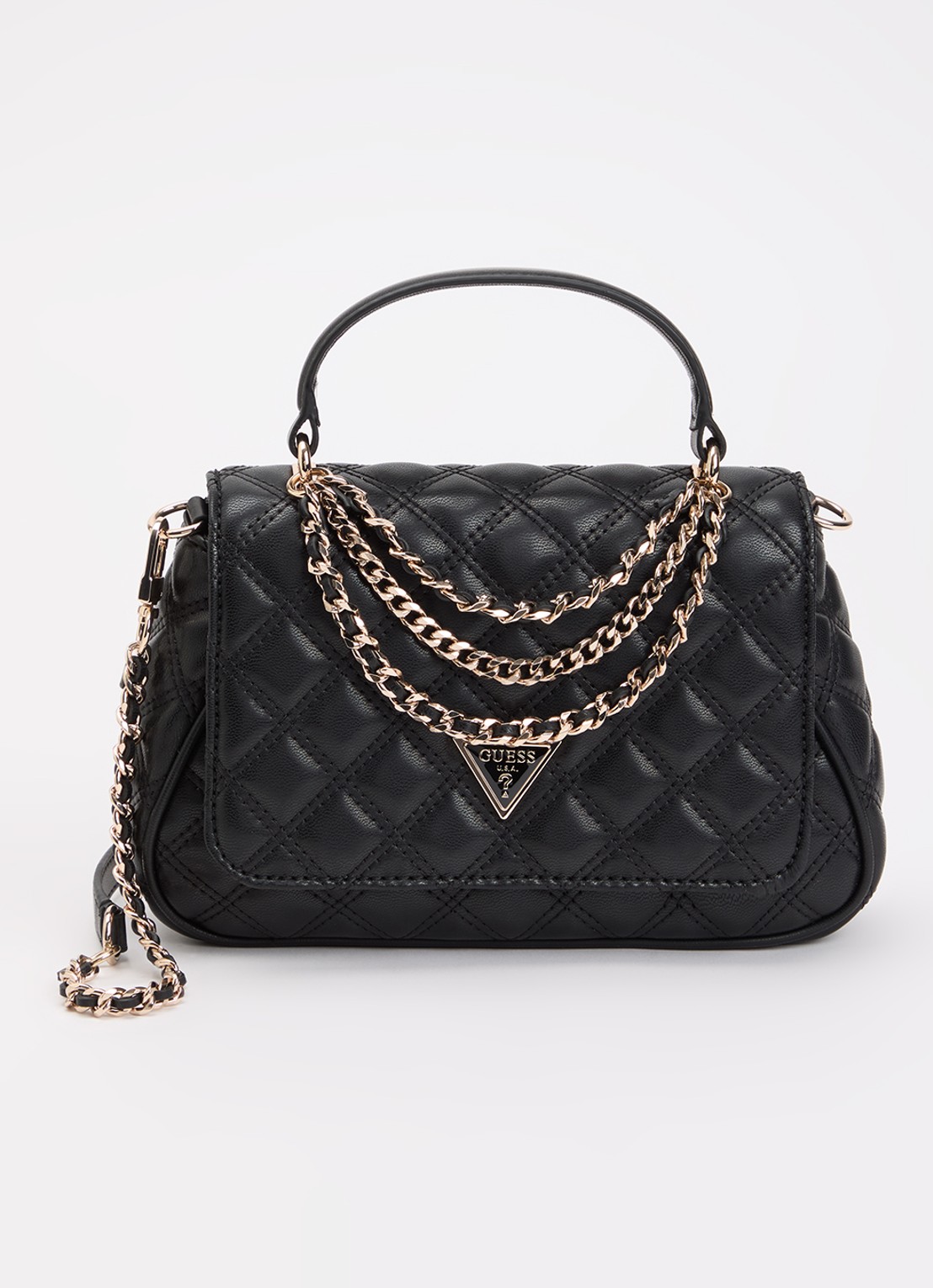 GUESS Giully II handtas met quilt patroon en afneembare schouderriem - voorkant zwart