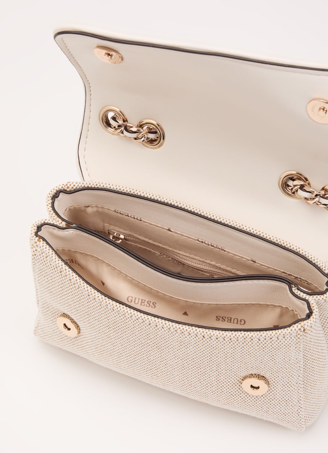 GUESS Giully II Mini crossbodytas met pailletten  - detail 2 beige