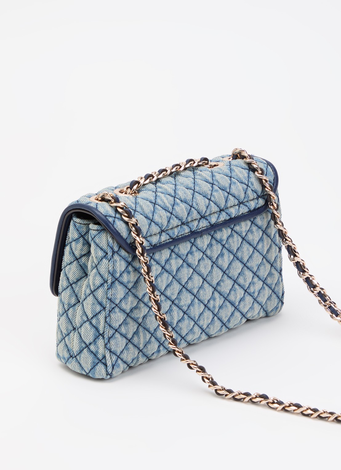 GUESS Giully II mini schoudertas van denim  - achterkant indigo