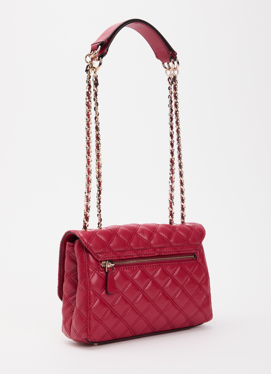 GUESS Giully II schoudertas met quilt patroon en verstelbare schouderriem - achterkant 5 kersenrood