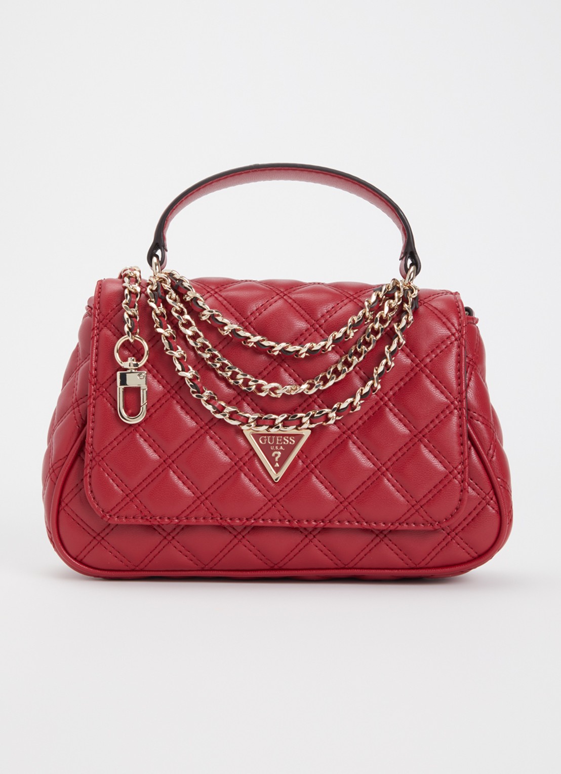 GUESS Giully II schoudertas met quiltpatroon - voorkant 5 kersenrood
