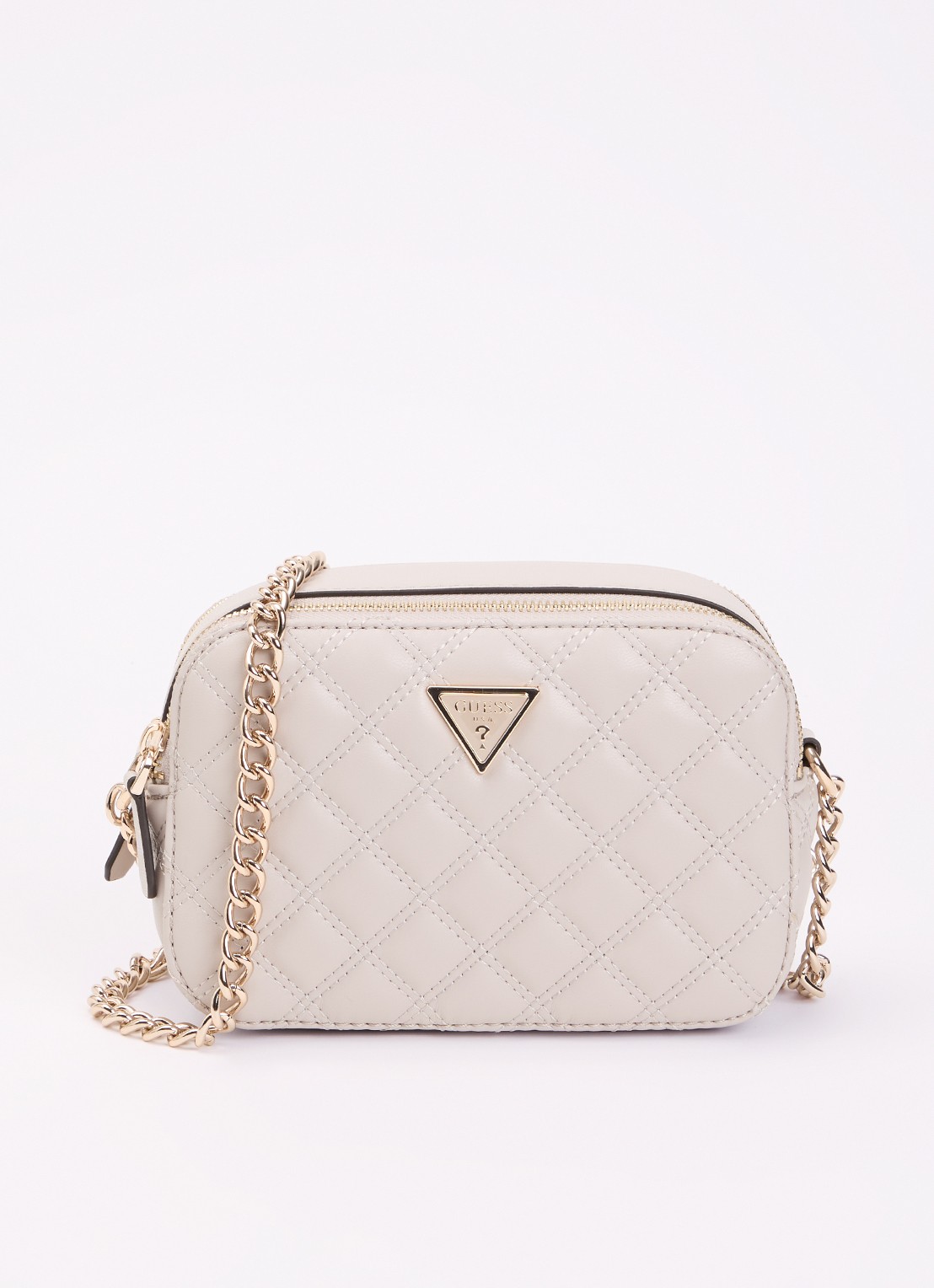 GUESS Giully ll crossbodytas met quilt patroon - voorkant 2 donkerbeige