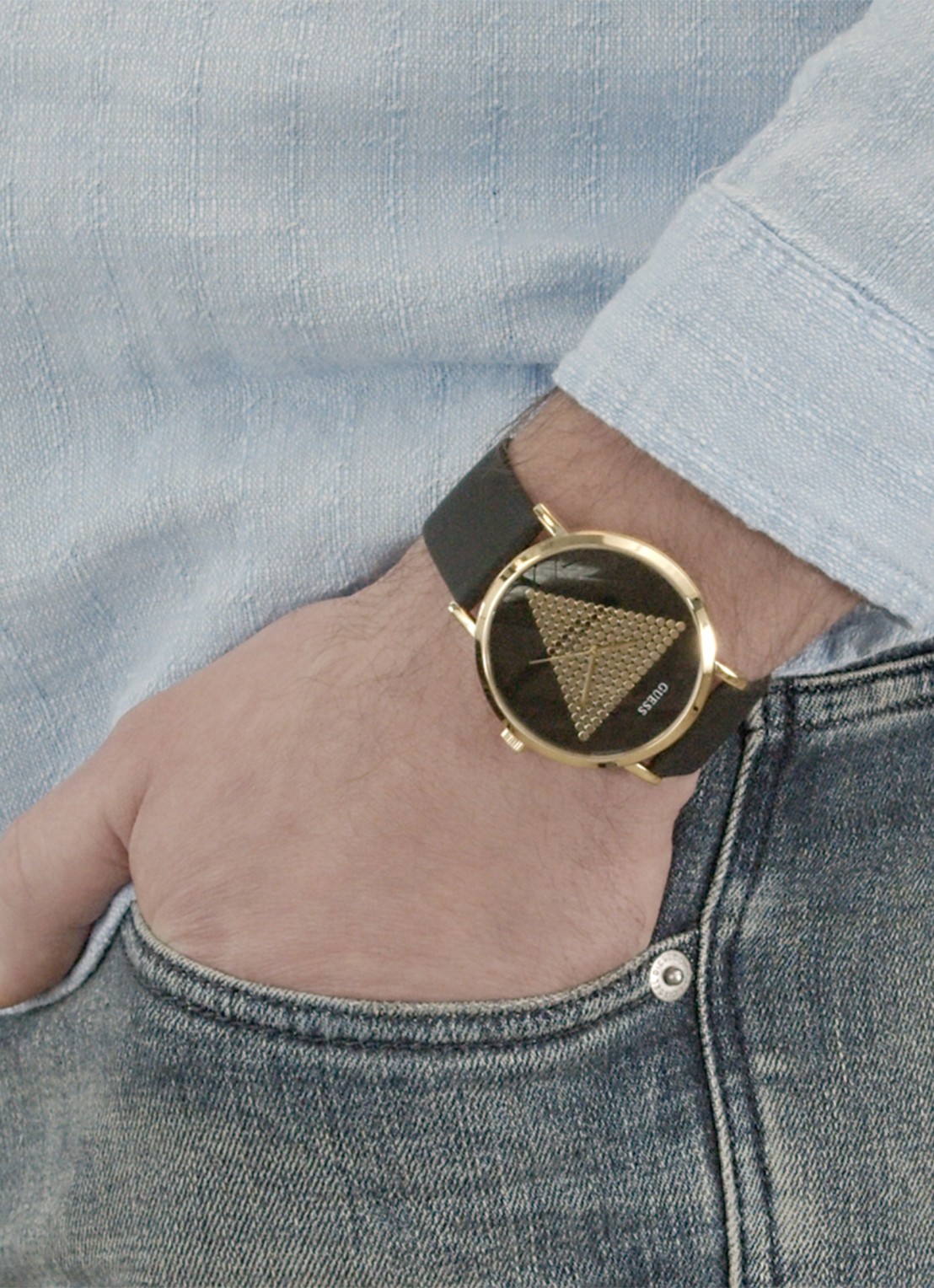 GUESS Imprint horloge W1161G1 - detail zwart