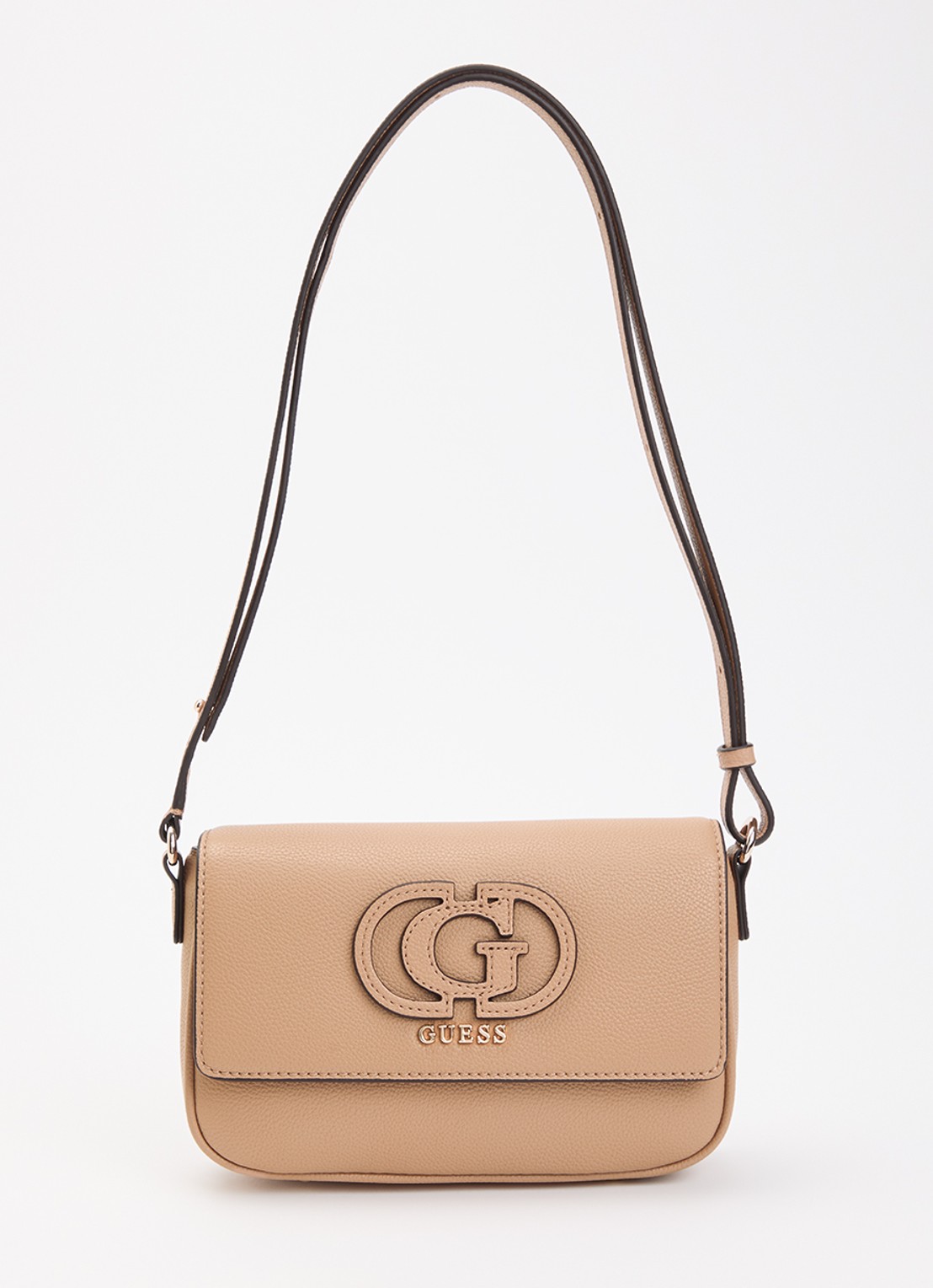 GUESS Isola crossbody tas met logo en verstelbare schouderriem  - voorkant 5 beige