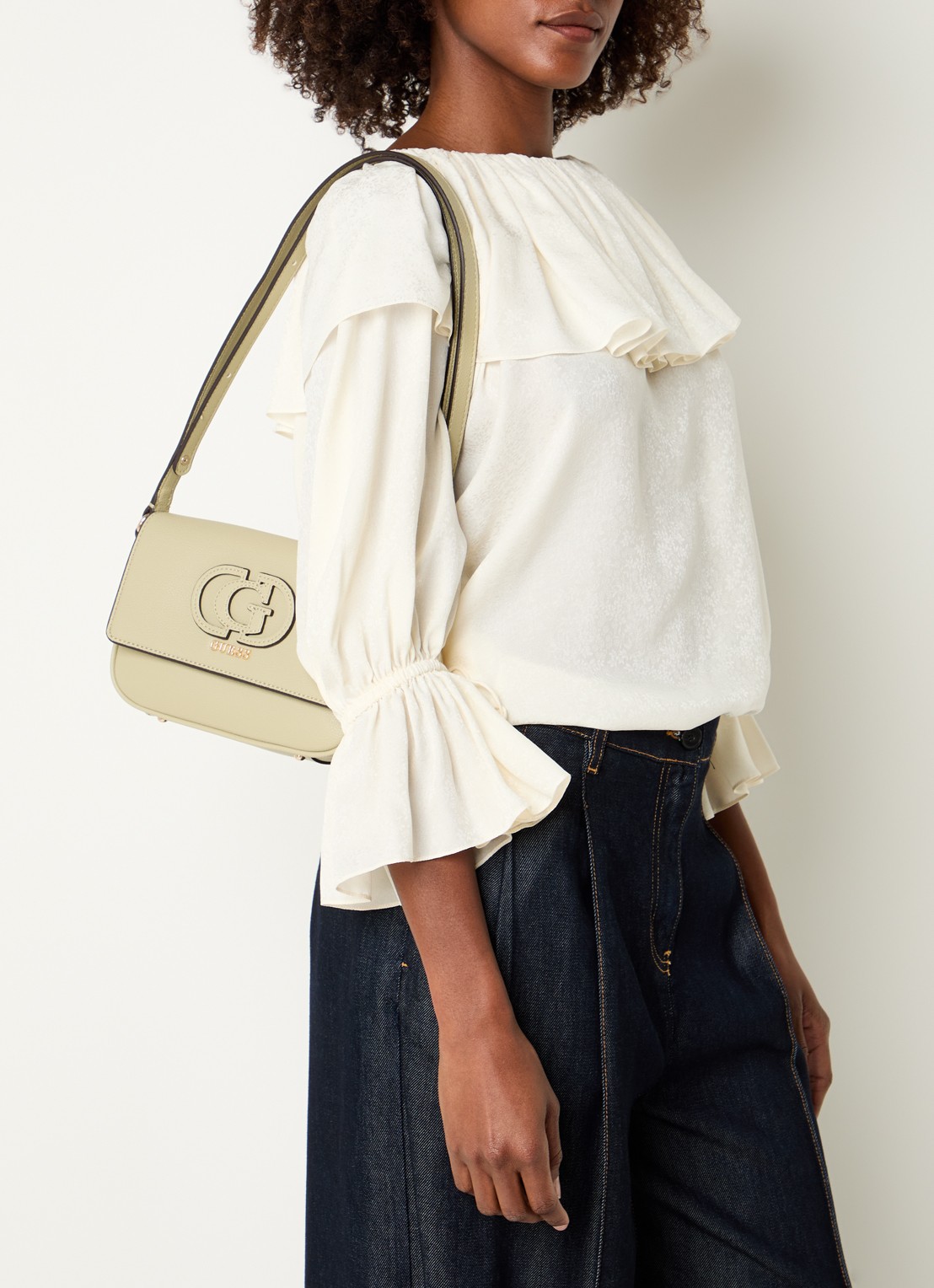 GUESS Isola crossbodytas met logo - voorkant 6 lichtgroen