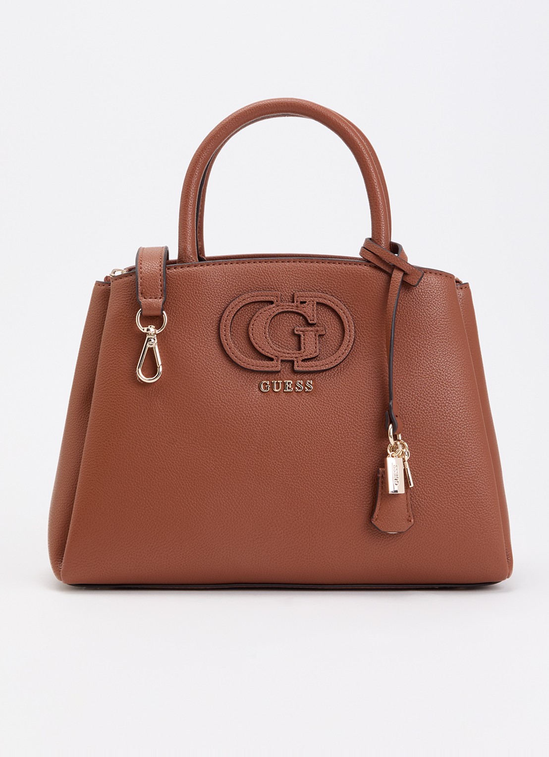 GUESS Isola handtas met tasbedel en afneembare schouderriem  - voorkant 4 bruin