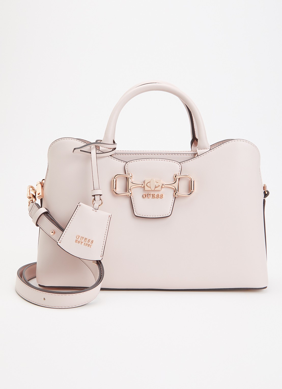 GUESS Janie handtas met afneembare schouderriem - voorkant 2 beige