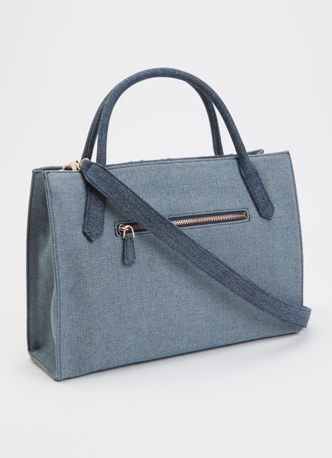 GUESS Jodi handtas van denim met afneembare schouderriem - achterkant indigo