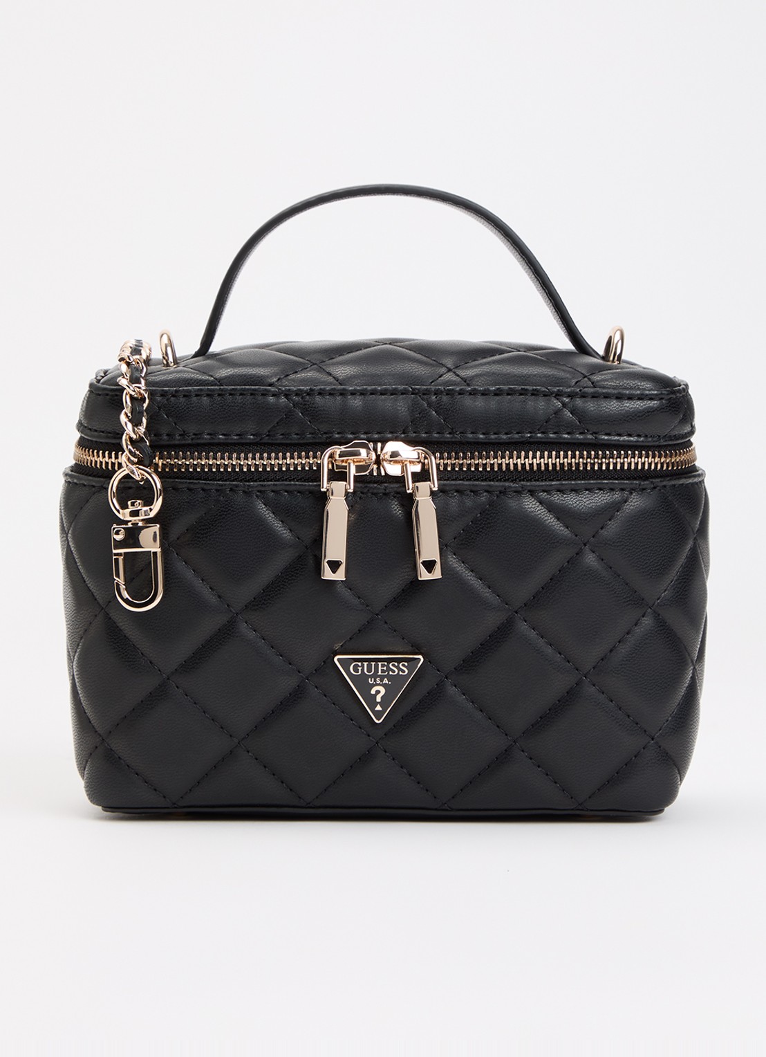 GUESS Juliet Canister handtas met quilt patroon en afneembare schouderriem - voorkant 2 zwart