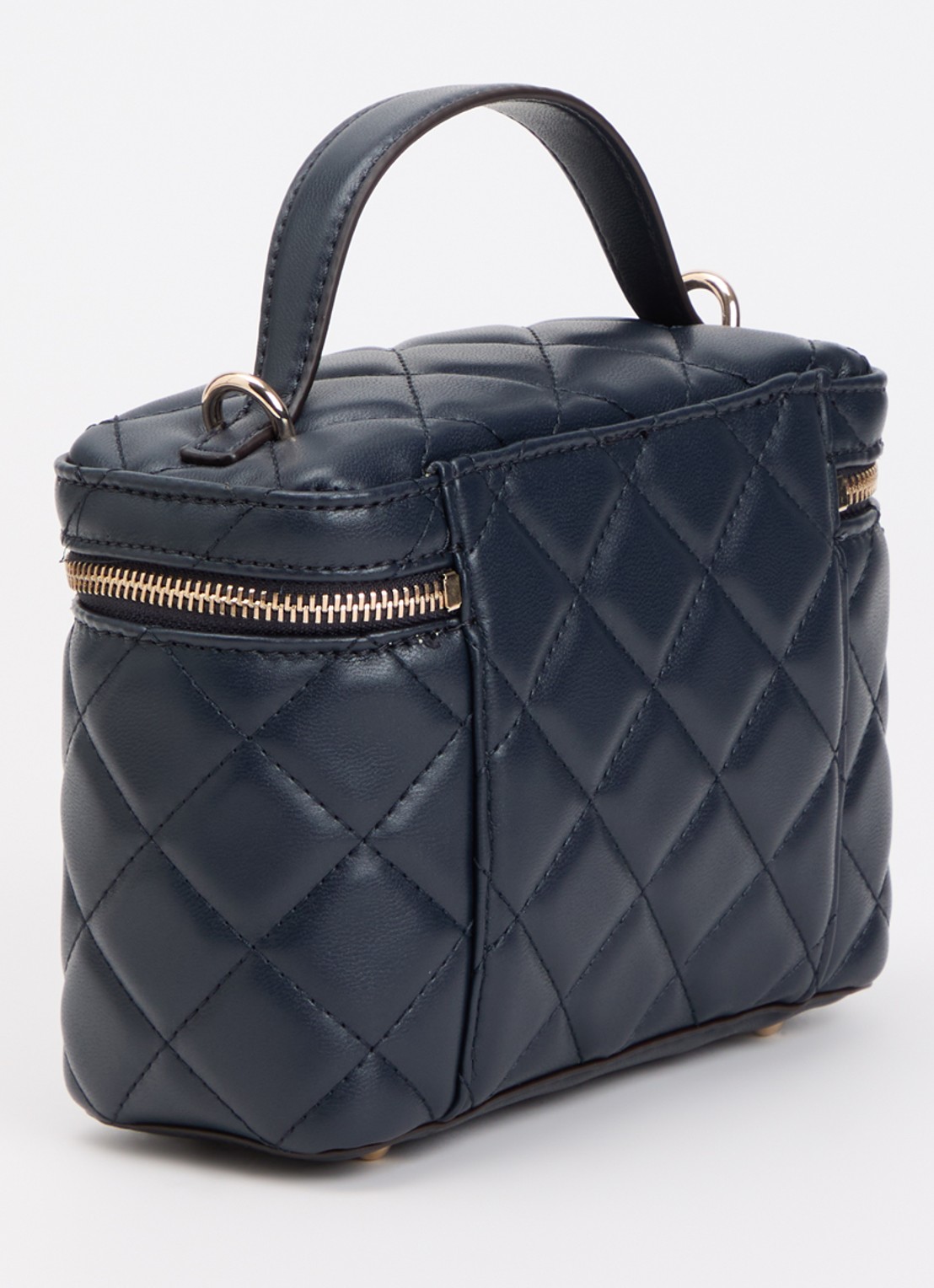 GUESS Juliet Canister handtas met quilt patroon en afneembare schouderriem - achterkant donkerblauw