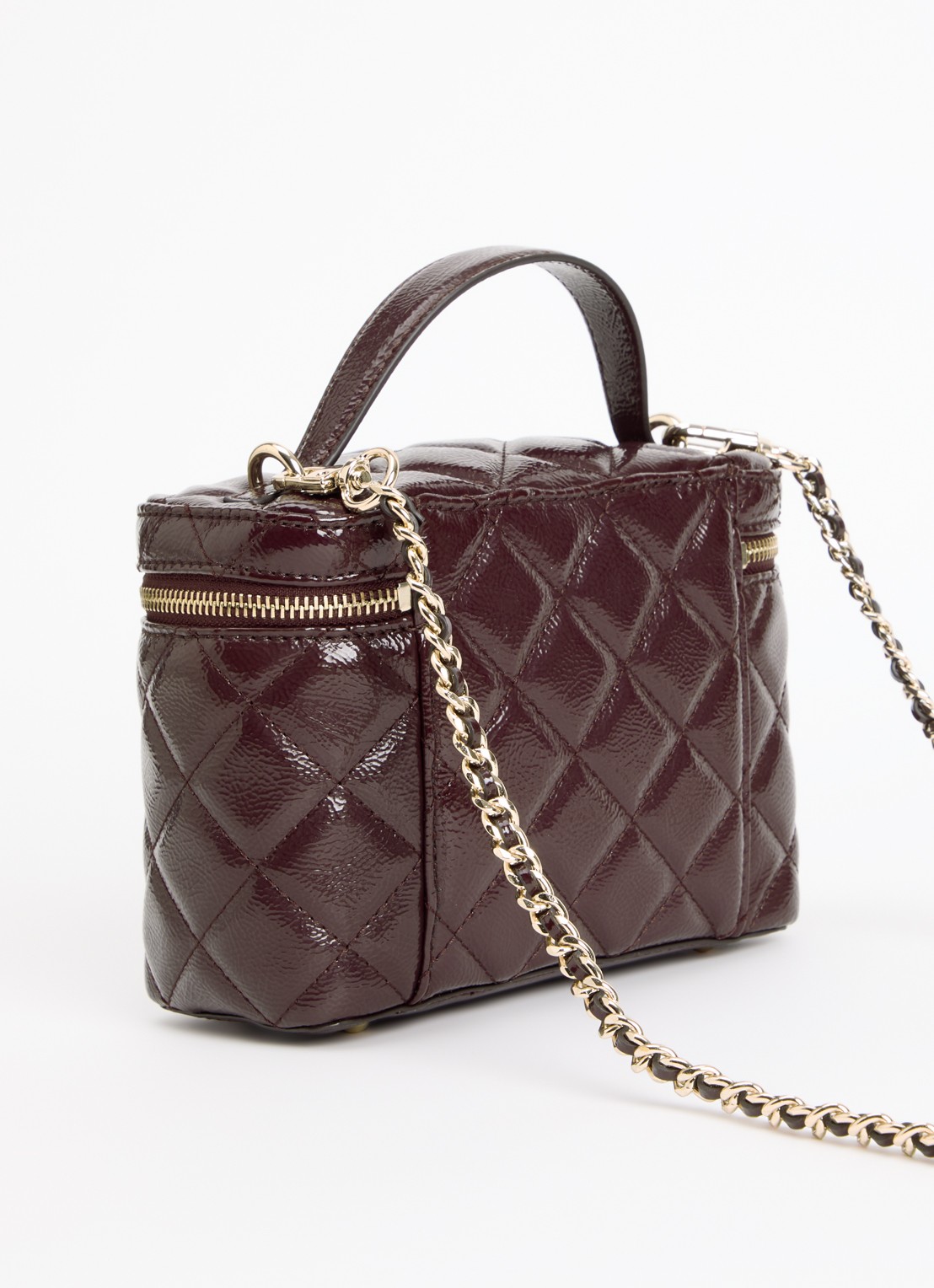GUESS Juliet Canister handtas met quilt patroon en afneembare schouderriem - achterkant 5 bordeauxrood