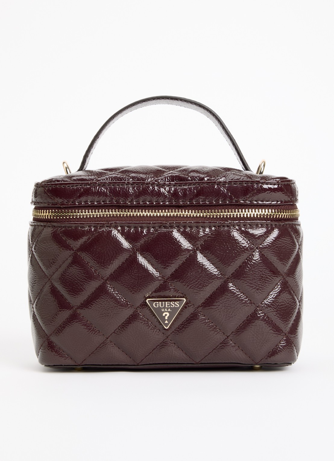 GUESS Juliet Canister handtas met quilt patroon en afneembare schouderriem - voorkant 4 bordeauxrood