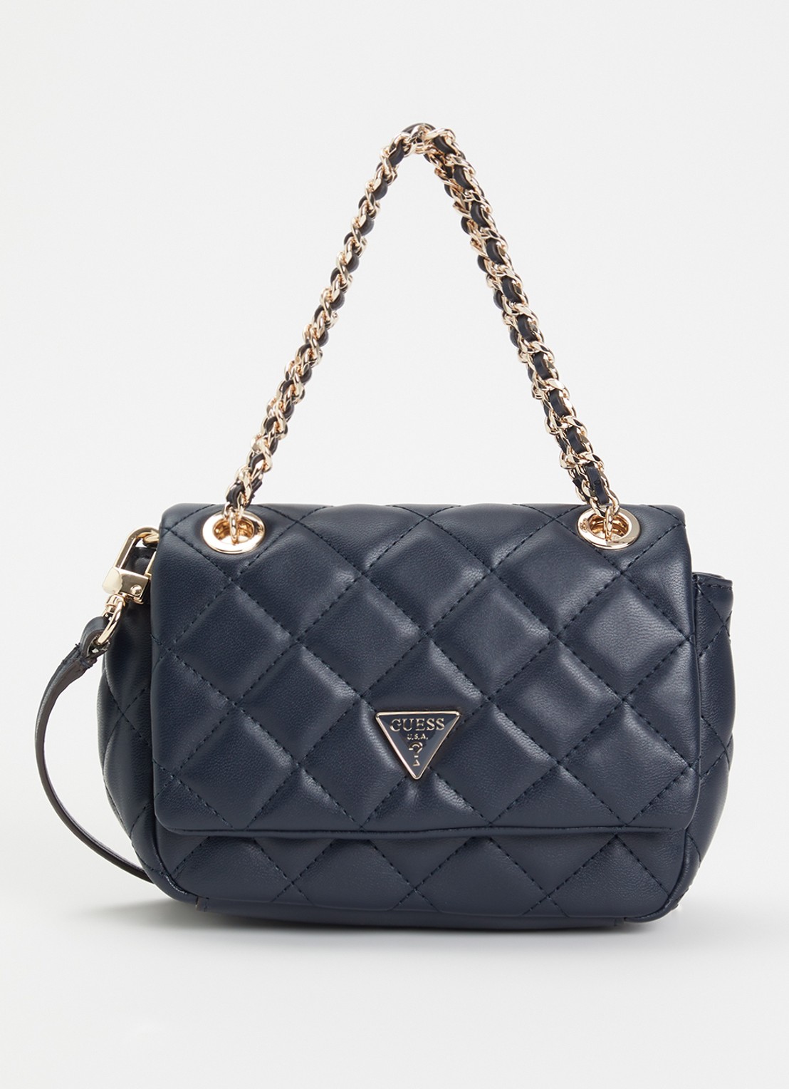 GUESS Juliet mini schoudertas met afneembare schoudertas  - voorkant donkerblauw